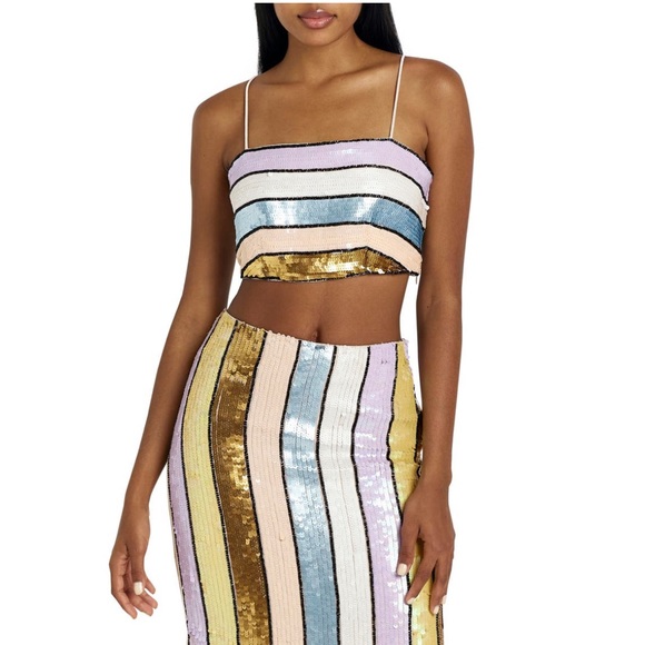 River Island Sequin Stripe Crop Top Eras Tour Costume Idea Taylor Swift - Picture 2 of 6